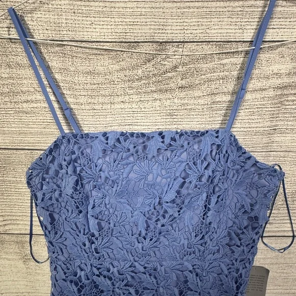 New Women’s NSR Floral Lace Tiered Midi A-line Dress Size M Cornflower Blue - Picture 8 of 11